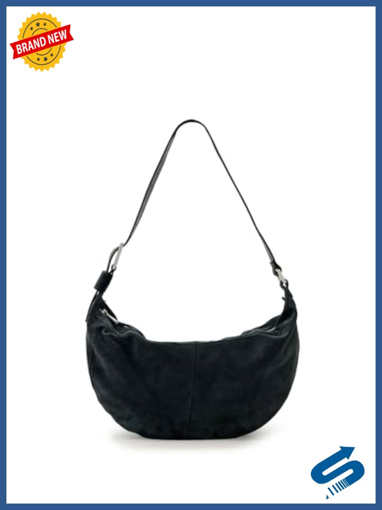 Suede Shoulder Bag With Adjustable Strap And Zipper Closure